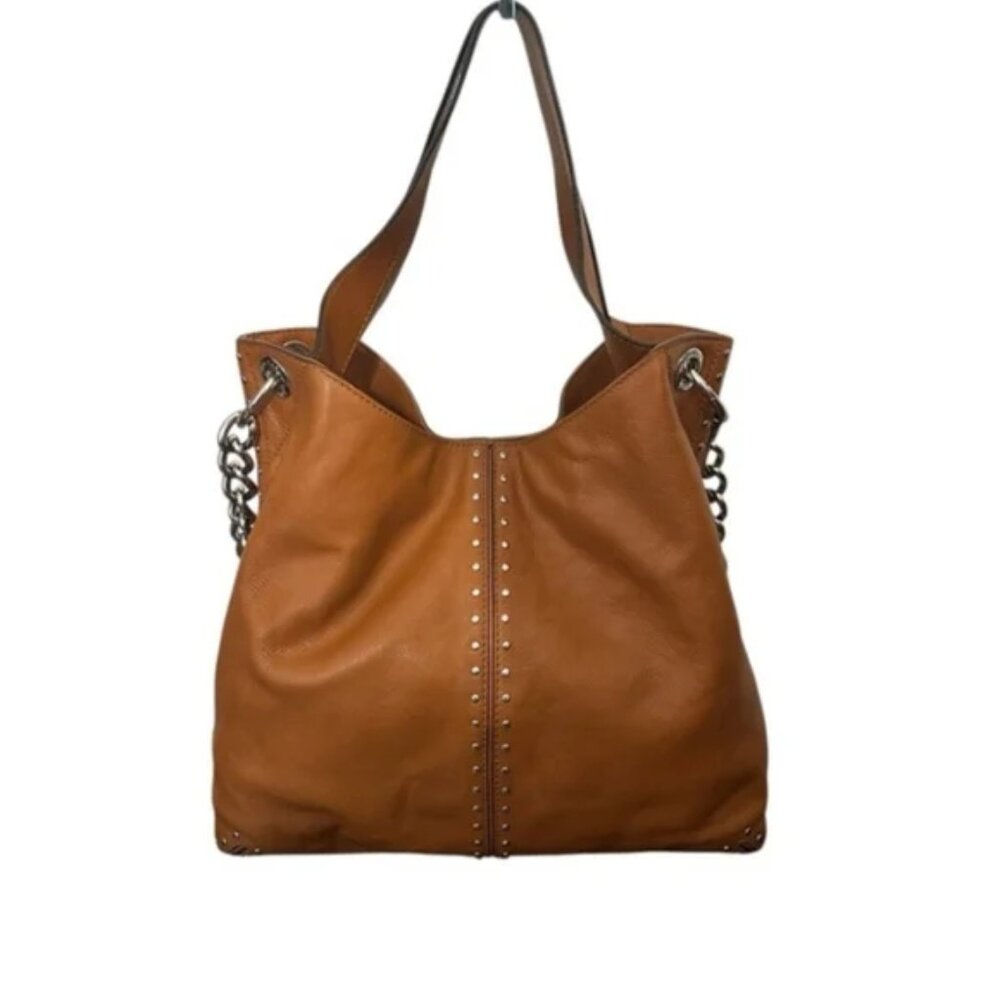 Michael Kors LG Astor Uptown Studded Leather Shoulder Bag EUC LAMB Leather